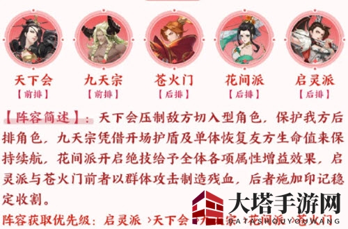 《武林闲侠》启灵派阵容搭配推荐