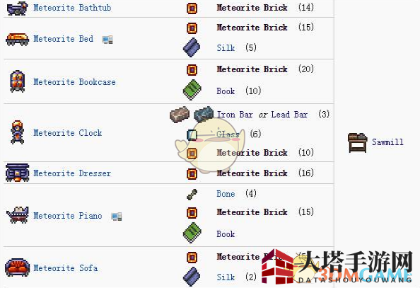 《泰拉瑞亚》手机版陨石砖合成道具全解析