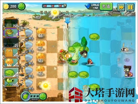 《植物大战僵尸2》巨浪沙滩第十一关攻略