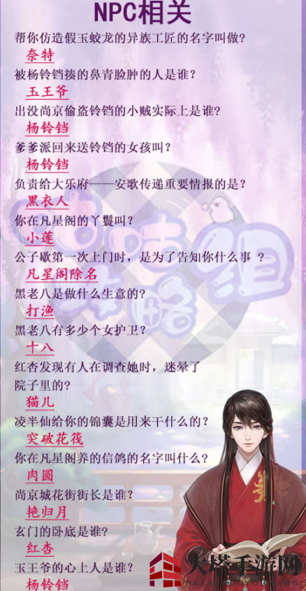 《灵猫传》茶楼问题答案汇总