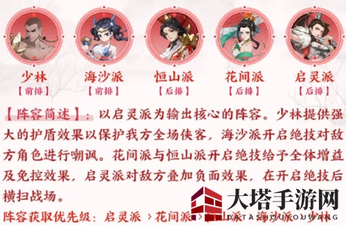 《武林闲侠》启灵派阵容搭配推荐