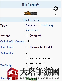 《泰拉瑞亚》手游迷你鲨枪械评测：射击利器，战场新宠