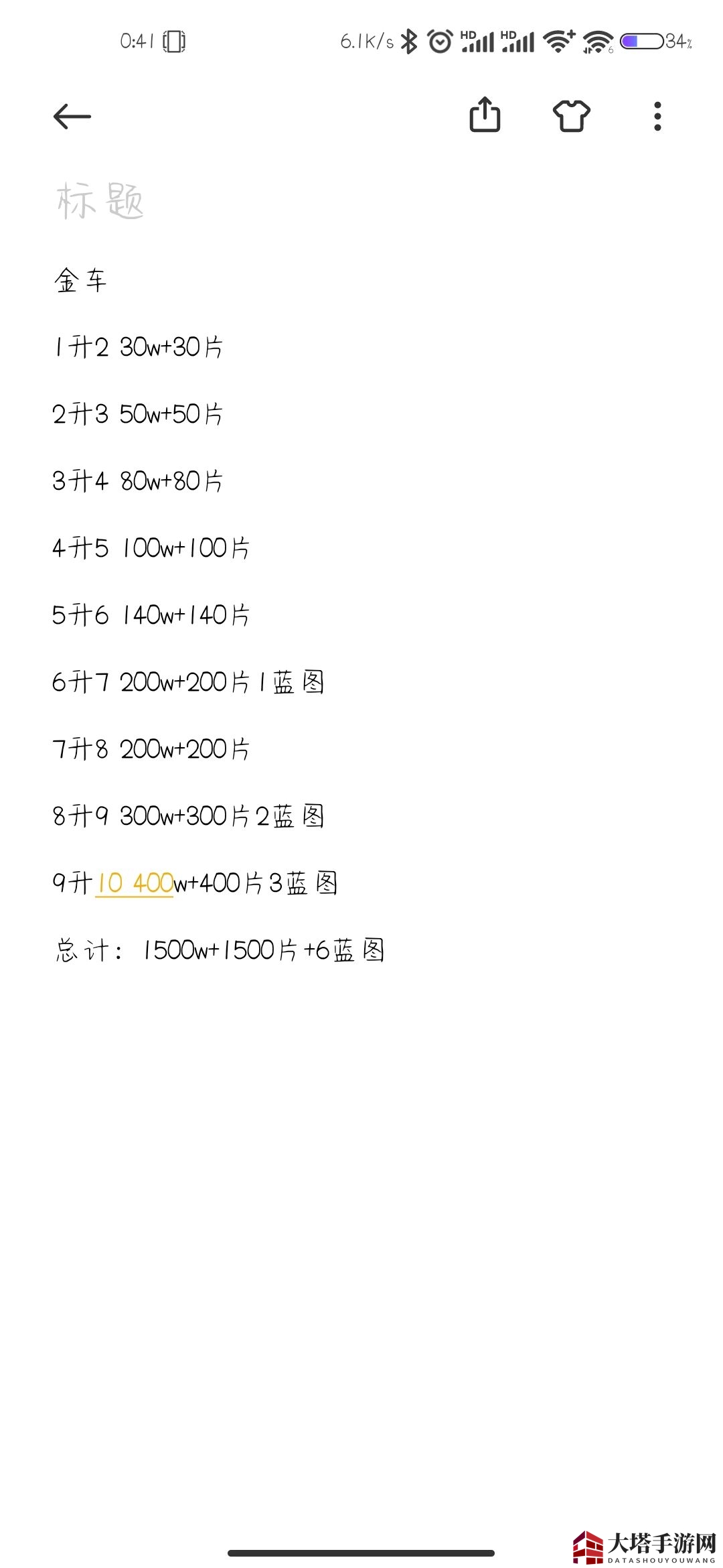 《王牌竞速》车辆升星消耗情况一览