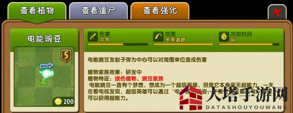 《植物大战僵尸2》电能豌豆介绍