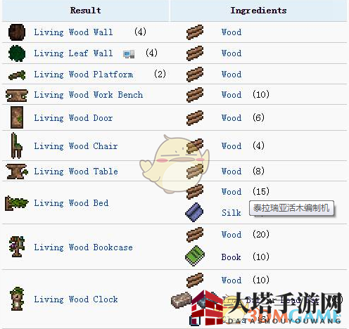 《泰拉瑞亚》手游活木编织机道具制作攻略