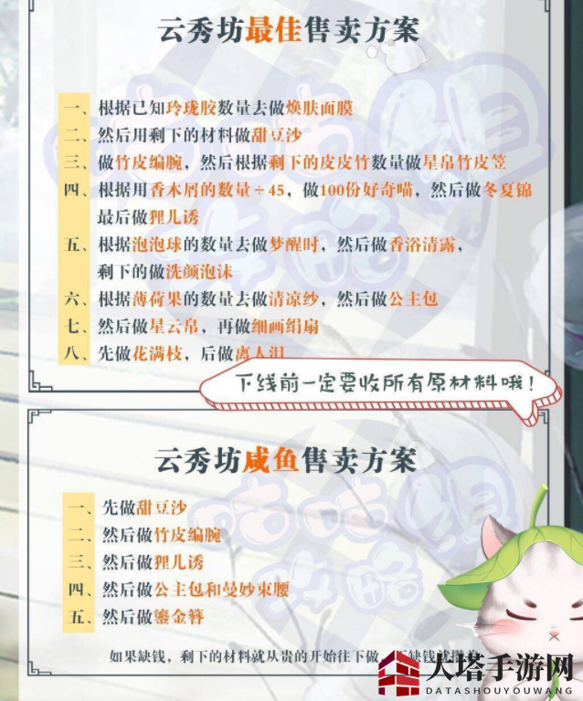 《灵猫传》云绣坊贩售攻略